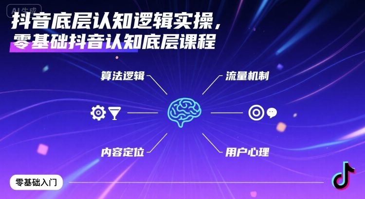抖音底层认知逻辑实操，零基础抖音认知底层课程-沐风资源库
