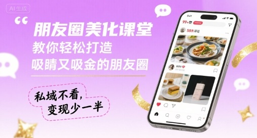 朋友圈美化课堂，教你轻松打造，吸睛又吸金的朋友圈，私域不看，变现少一半-沐风资源库