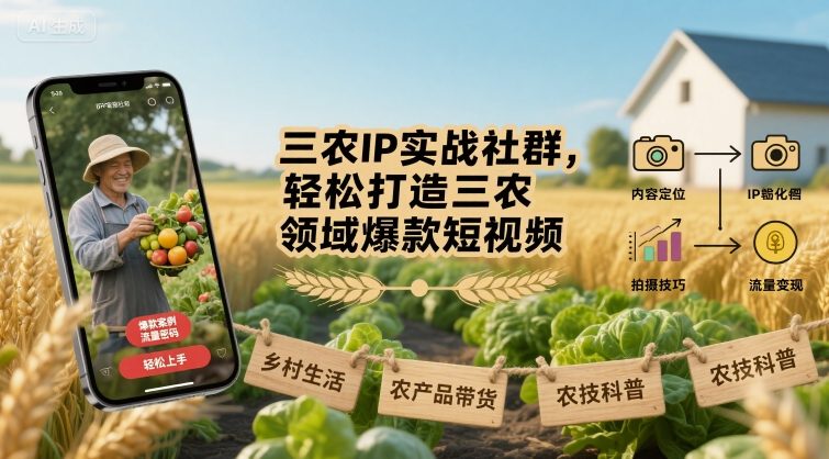 三农IP实战社群，轻松打造三农领域爆款短视频-沐风资源库