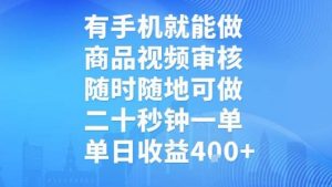 有手机就能做，商品视频审核，随时随地可做，二十秒钟一单，单日收益【揭秘】-沐风资源库