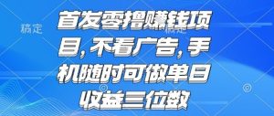 首发零撸挣钱项目 不看广告 手机随时可做 单日收益三位数【揭秘】-沐风资源库