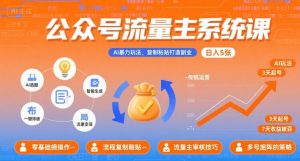 公众号流量主系统课，AI暴力玩法，复制粘贴打造副业，日入5张 +【附工具指令】-沐风资源库