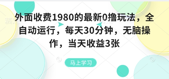 外面收费1980的最新0撸玩法，全自动挂G，每天30分钟，无脑操作，当天收益3张【揭秘】-沐风资源库