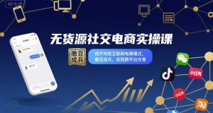 无货源社交电商实操课，绕开传统互联网电商模式，撒豆成兵，实现跨平台交易-沐风资源库