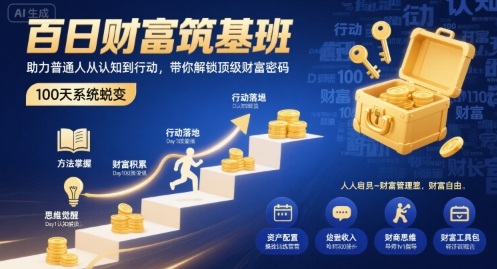 百日财富筑基班，助力普通人从认知到行动，带你解锁顶级财富密码-沐风资源库