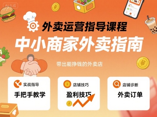 外卖运营指导课程，中小商家外卖指南，手把手带出能挣钱的外卖店-沐风资源库
