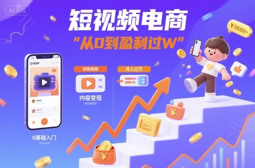 短视频电商：短视频变现从0到盈利过W-沐风资源库