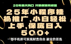微信小程序挂G推广，解放双手，保底日入5张【揭秘】-沐风资源库