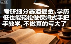 考研细分赛道掘金，日入1k+，学历低也能轻松做保姆式手把手教学，不做真的亏大了【揭秘】-沐风资源库