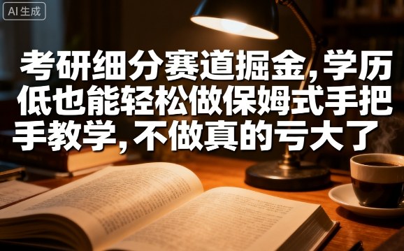 考研细分赛道掘金，日入1k+，学历低也能轻松做保姆式手把手教学，不做真的亏大了【揭秘】-沐风资源库