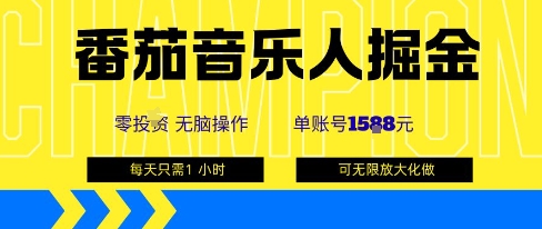 番茄音乐人掘金，单账号最高可撸1k+，可无限矩阵去做，零投入-沐风资源库