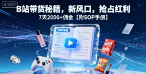 B站带货秘籍，新风口，抢占红利，7天2k+佣金【附SOP手册】-沐风资源库