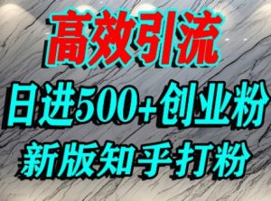 怎么打创业粉，知乎超高权重流量平台，打粉引流，日进500+精准创业粉不是问题-沐风资源库