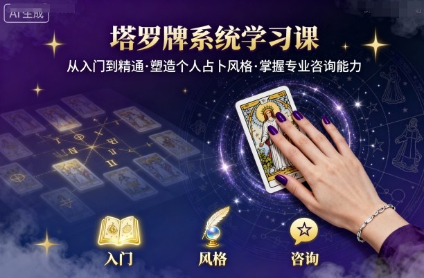 塔罗牌系统学习课，助你从入门到精通，塑造个人占卜风格，掌握专业咨询能力-沐风资源库