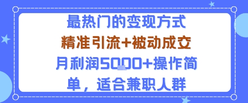 小众赛道玩法：当下最热门的变现方式，精准引流+被动成交月利润5k+操作简单，适合兼职人群-沐风资源库