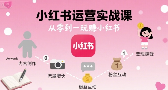 小红书运营实战课，从零到一玩賺小红书-沐风资源库