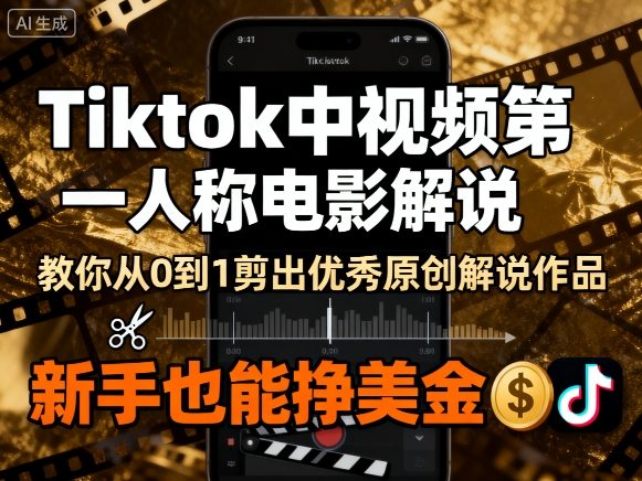Tiktok中视频第一人称电影解说,教你从0到1剪出一个优秀的原创解说作品,新手也能挣美金-沐风资源库