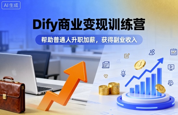 Dify商业变现训练营，帮助普通人升职加薪，获得副业收入-沐风资源库