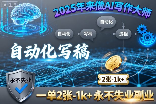 2025年来做AI写作大师，自动化写稿，一单2张-1k+，永不失业副业-沐风资源库
