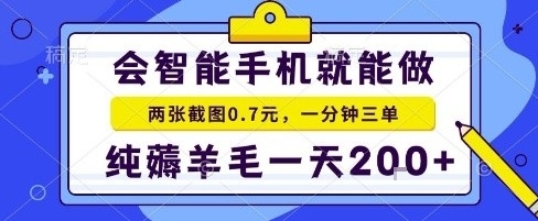 手机项目，二十秒一单，纯薅羊毛一天2张+做就有【揭秘】-沐风资源库