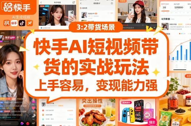 快手ai短视频带货的实战玩法，上手容易，变现能力强-沐风资源库