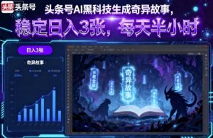 头条号AI黑科技生成奇异故事，稳定日入3张，每天半小时-沐风资源库