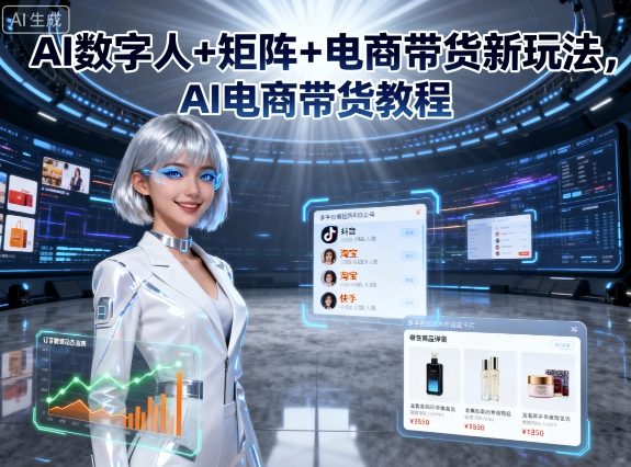 AI数字人+矩阵+电商带货新玩法，AI电商带货教程-沐风资源库