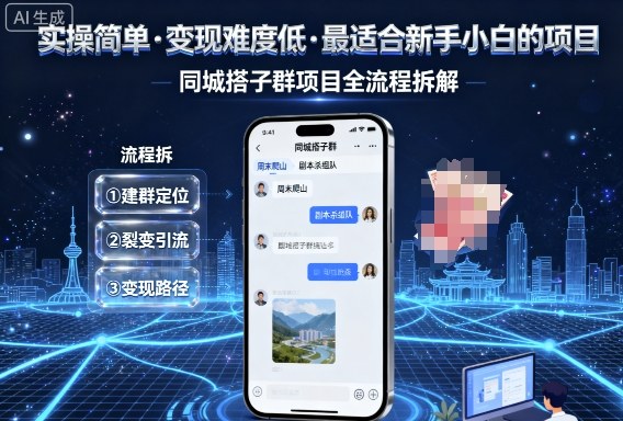 实操简单，变现难度低，最适合新手小白做的项目，每天轻松收入3张，同城搭子群项目全流程拆解-沐风资源库
