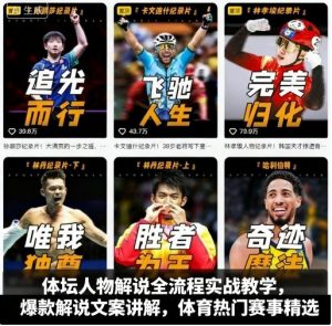 体坛人物解说全流程实战教学，爆款解说文案讲解，体育热门赛事精选-沐风资源库