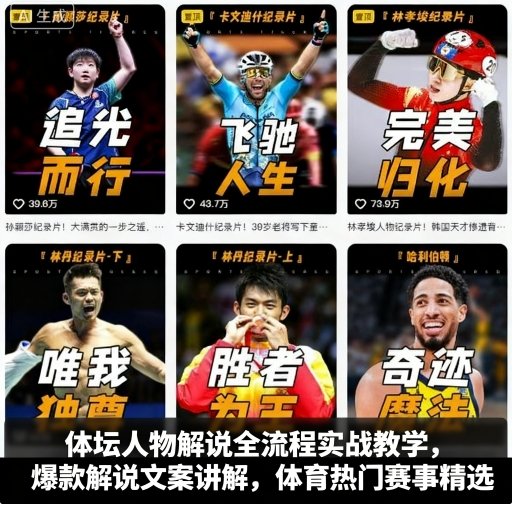 体坛人物解说全流程实战教学，爆款解说文案讲解，体育热门赛事精选-沐风资源库