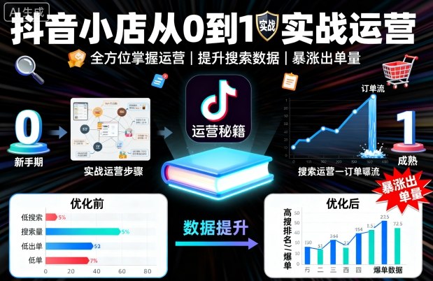 抖音小店从0到1实战运营，帮你全方位掌握小店运营，提升搜索数据与出单量-沐风资源库