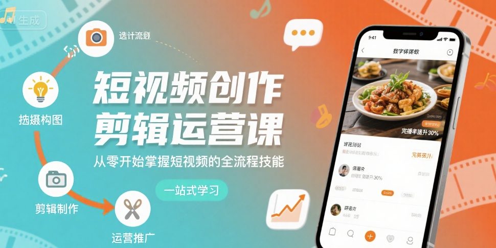 短视频创作剪辑运营课，从零开始掌握短视频的全流程技能-沐风资源库