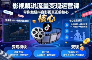影视解说流量变现运营课,带你触碰抖音影视真正的核心-沐风资源库