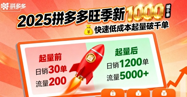 2025拼多多旺季新老店铺——快速低成本起量破千单-沐风资源库
