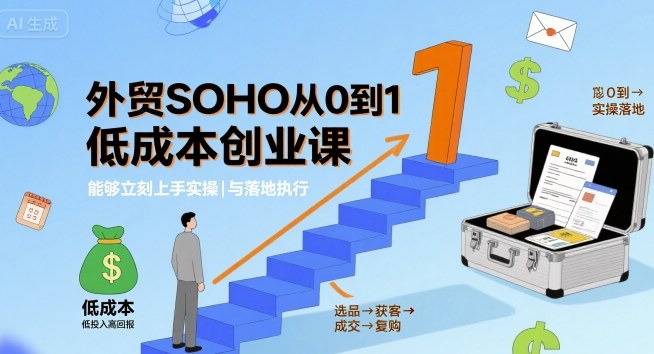 外贸SOHO从0到1低成本创业课，能够立刻上手实操与落地执行-沐风资源库