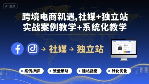 跨境电商新机遇，社媒+独立站，实战案例教学+系统化教学-沐风资源库