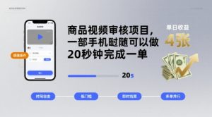 商品视频审核项目，一部手机随时随地都可以做，20秒钟完成一单，单日收益 4张【揭秘】-沐风资源库