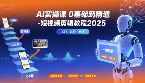 AI实操课0基础到精通-短视频剪辑教程2025-沐风资源库