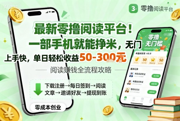最新零撸阅读平台！一部手机就能挣米，无门槛上手快，单日轻松收益50-3张【揭秘】-沐风资源库