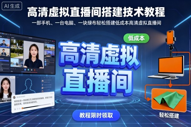 高清虚拟直播间搭建技术教程，一部手机、一台电脑、一块绿布轻松搭建低成本高清虚拟直播间-沐风资源库