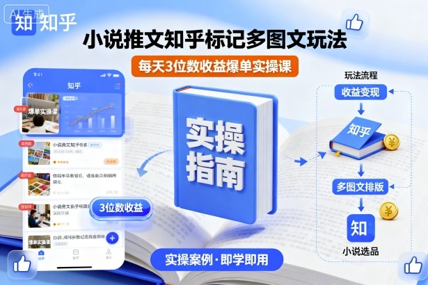 小说推文知乎标记多图文玩法，每天3位数收益爆单实操课-沐风资源库