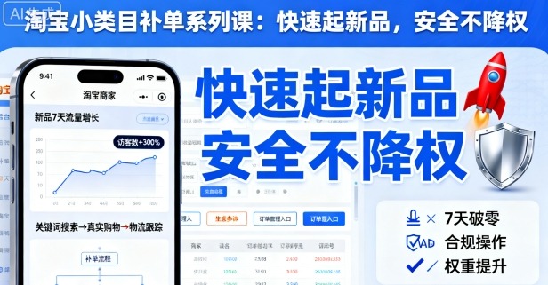 淘宝小类目补单系列课，快速起新品，安全不降权-沐风资源库