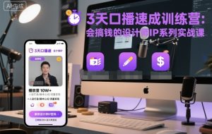 3天口播速成训练营，会搞钱的设计师IP系列实战课-沐风资源库