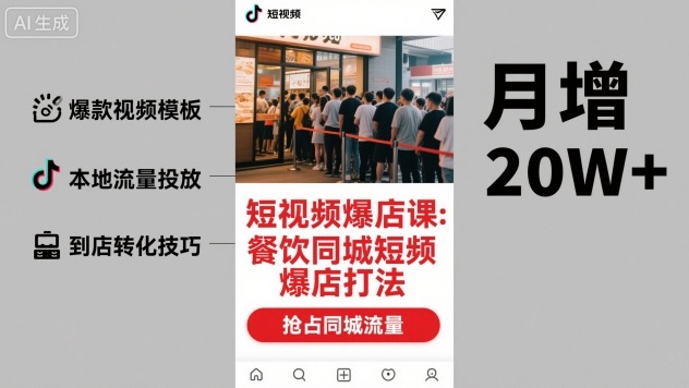 短视频爆店课，餐饮同城短视频爆店打法-沐风资源库