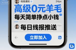 高级0元羊毛线报社群项目，每天简单挣点小钱-沐风资源库
