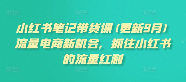 小红书笔记带货课(更新25年9月)流量电商新机会，抓住小红书的流量红利-沐风资源库