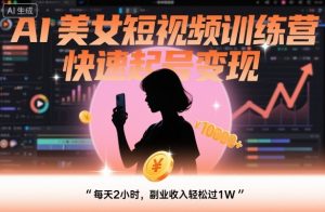 AI美女短视频训练营，快速起号变现，每天2小时，副业收入轻松过1W-沐风资源库