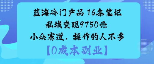 蓝海冷门产品：16条笔记私域变现9750米小众赛道，操作的人不多-沐风资源库