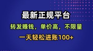 最新正规平台，转发賺钱，单价高，不限量，一天轻松进账100+【揭秘】-沐风资源库