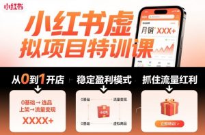 小红书虚拟项目特训课，帮你从0到1打造稳定盈利的店铺，抓住流量红利（更新9月）-沐风资源库